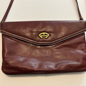 Etienne Aigner Vintage Burgundy Monogram Purse With Strap